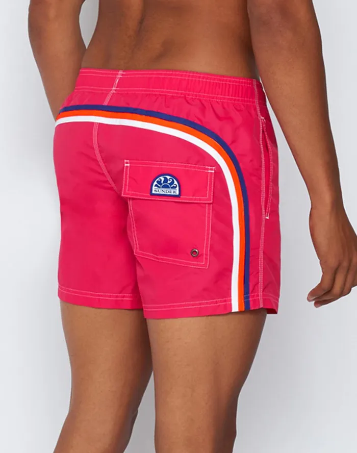Sundek Short Swim Shorts With An Elasticated Waistband Flamingo 02 Man Iconic