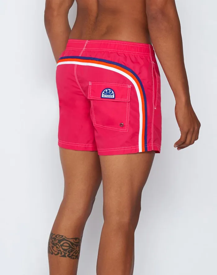 Sundek Short Swim Shorts With An Elasticated Waistband Flamingo 02 Man Iconic