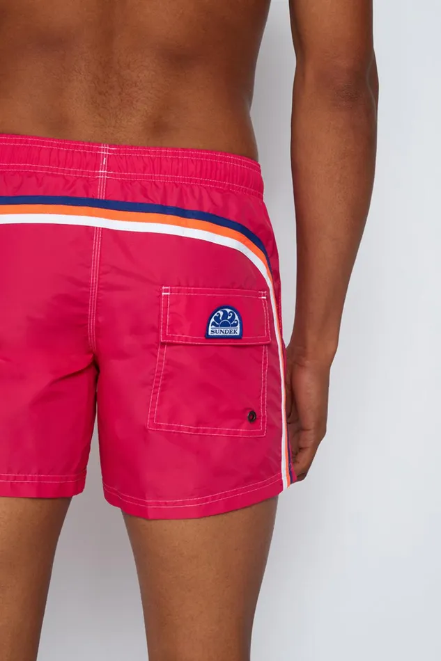 Sundek Short Swim Shorts With An Elasticated Waistband Flamingo 02 Man Iconic