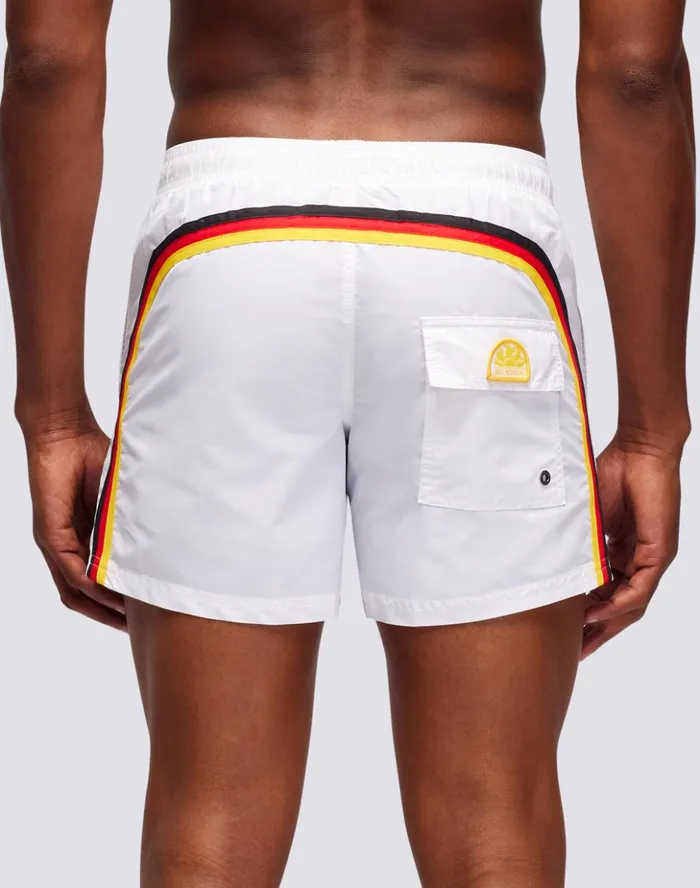 Sundek Short Swim Shorts With An Elasticated Waistband Iconic Taffeta German Flag White 42 Man Iconic