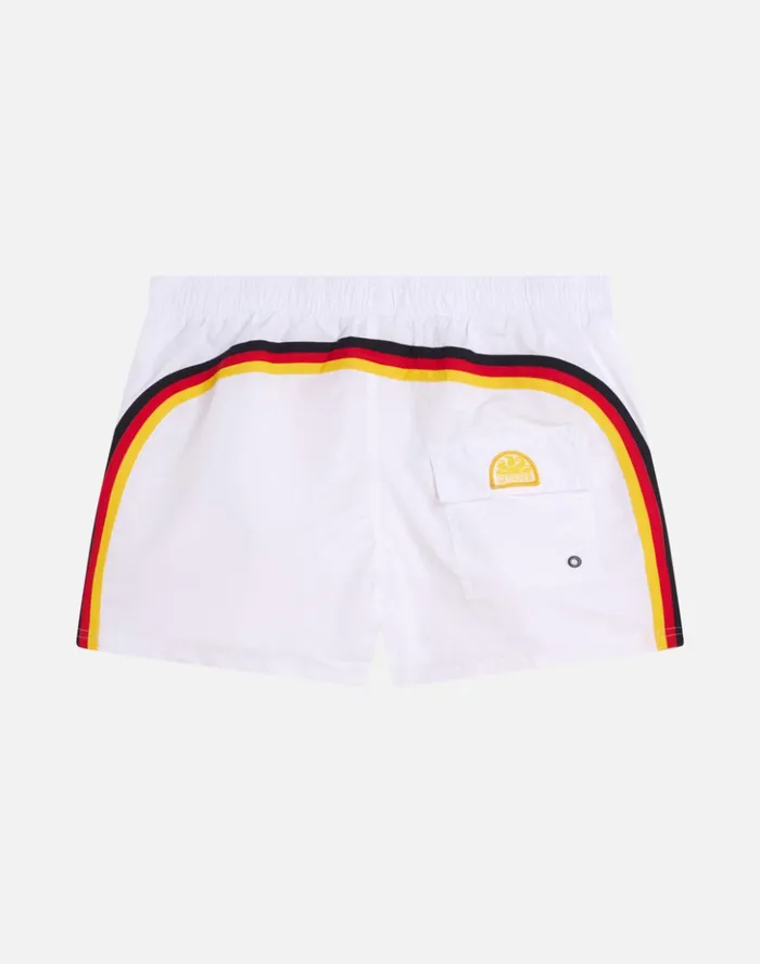 Sundek Short Swim Shorts With An Elasticated Waistband Iconic Taffeta German Flag White 42 Man Iconic