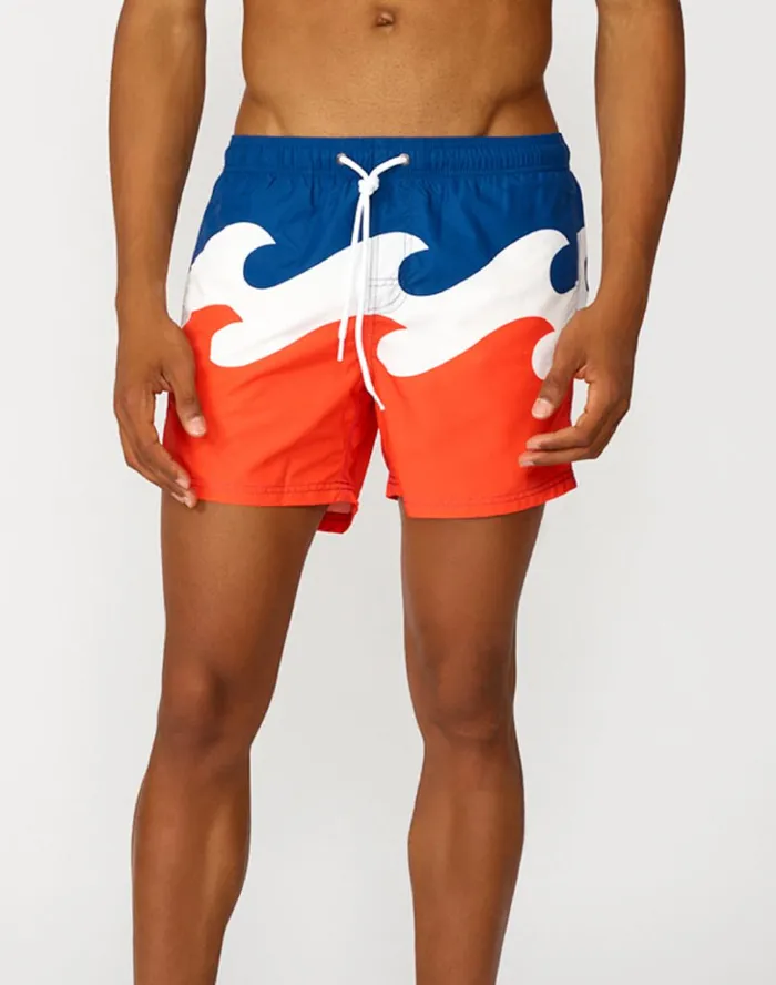 Sundek Short Swimsuit With Elasticated Waist With Print Navy Man Prints