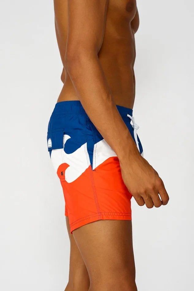 Sundek Short Swimsuit With Elasticated Waist With Print Navy Man Prints