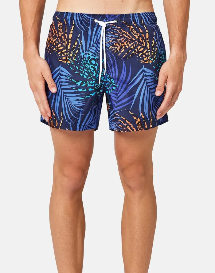 Sundek Spotted Jungle Print Elasticated Waist Swimshorts Navy Man Prints
