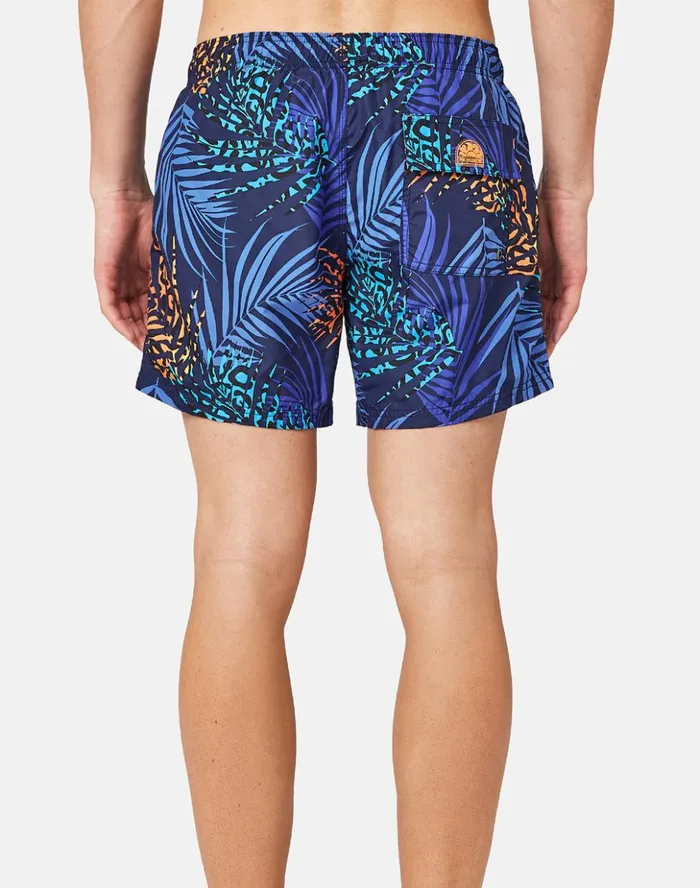 Sundek Spotted Jungle Print Elasticated Waist Swimshorts Navy Man Prints