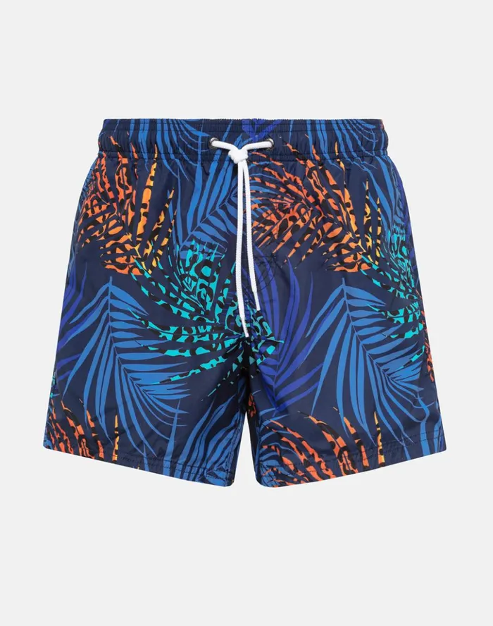 Sundek Spotted Jungle Print Elasticated Waist Swimshorts Navy Man Prints