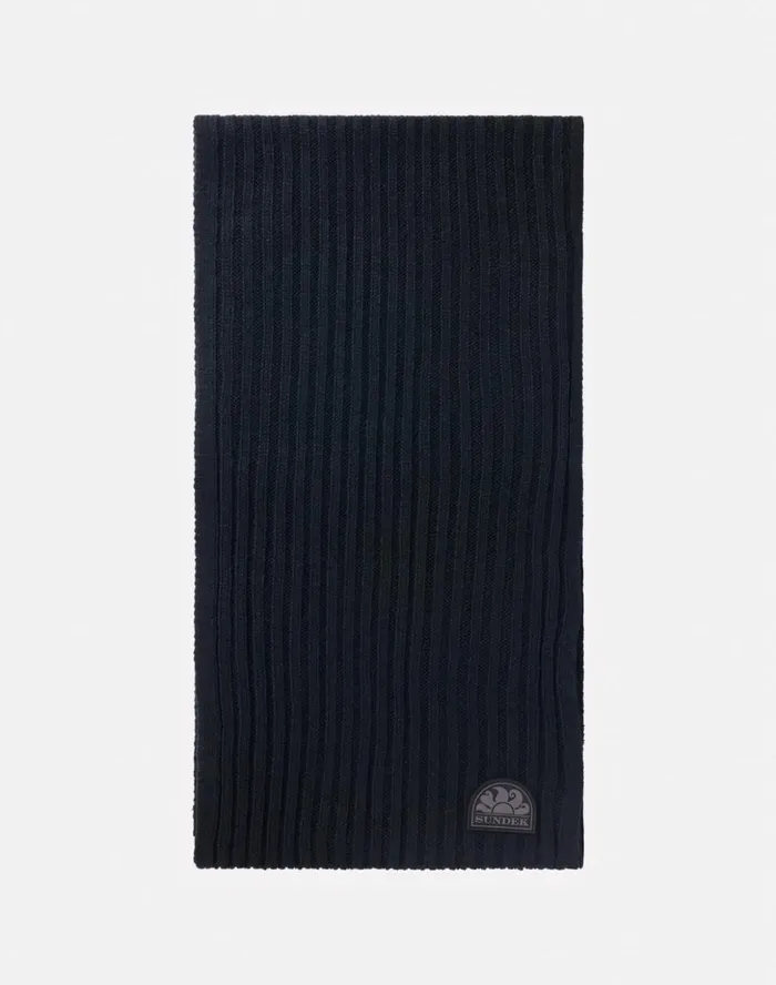 Sundek Striped Ribbed Scarf Black 01 Man Scarves