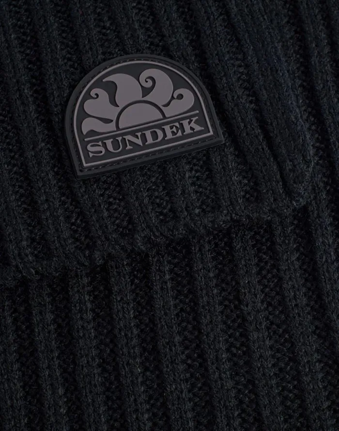 Sundek Striped Ribbed Scarf Black 01 Man Scarves