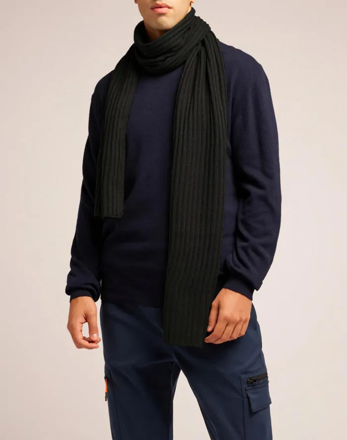 Sundek Striped Ribbed Scarf Black 01 Man Scarves