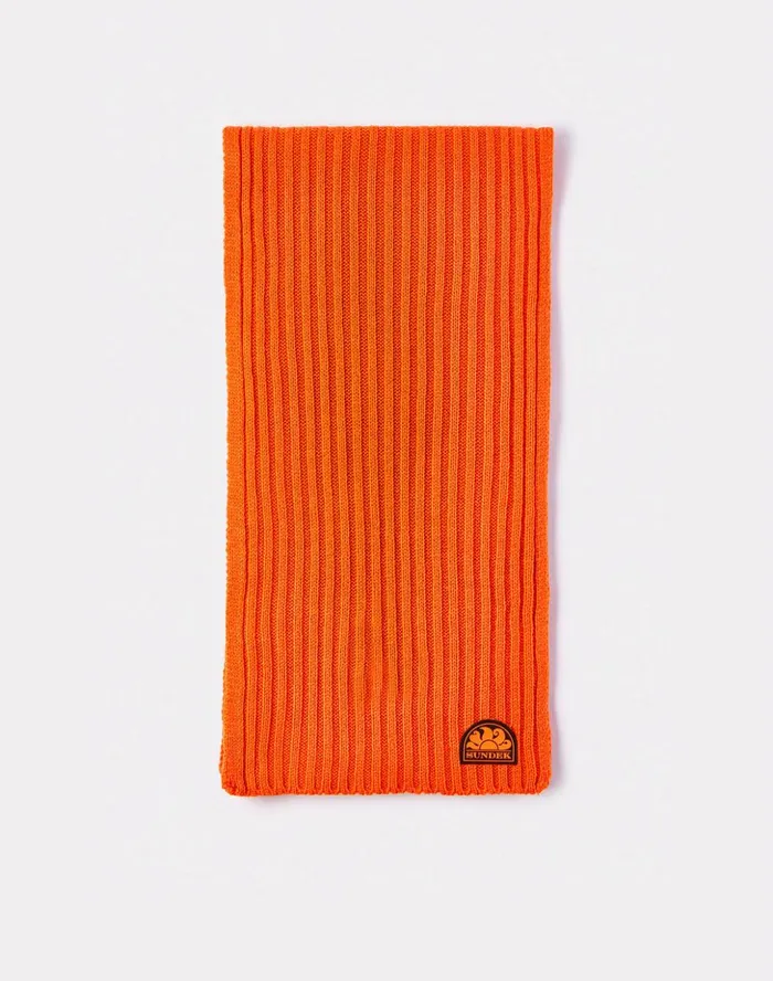 Sundek Striped Ribbed Scarf Tango Orange Man Scarves