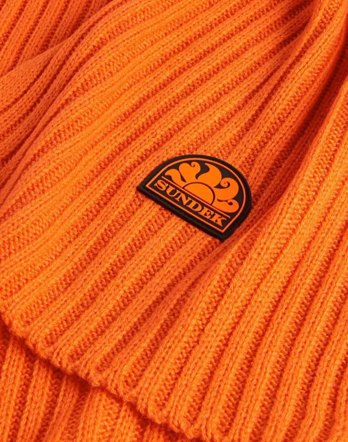 Sundek Striped Ribbed Scarf Tango Orange Man Scarves