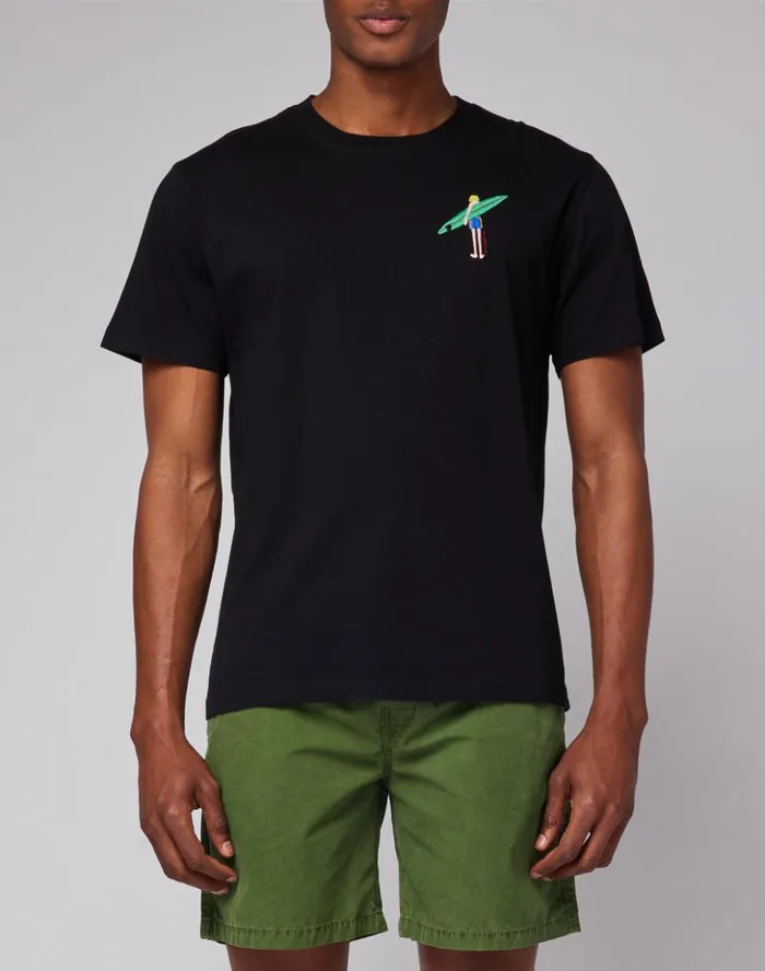 Sundek TShirt Capsule Embroidery Surfer Black Man Tshirts