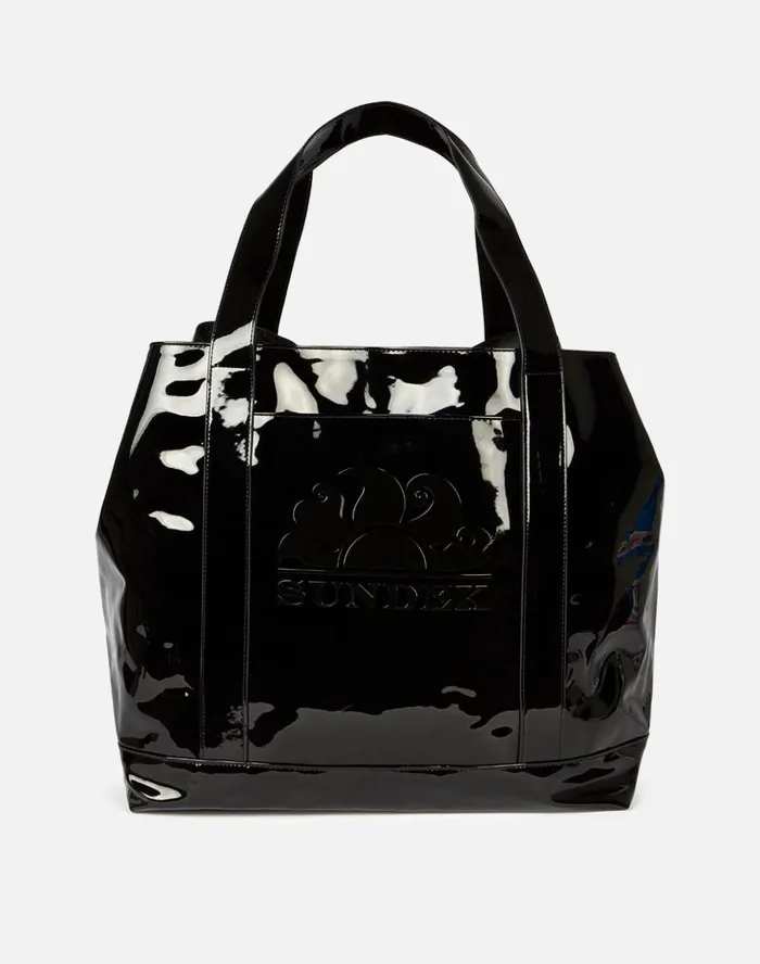 Sundek Tiffany 8211 Large Shiny Beach Bag Black 01 Woman Bags