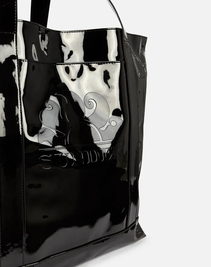 Sundek Tiffany 8211 Large Shiny Beach Bag Black 01 Woman Bags