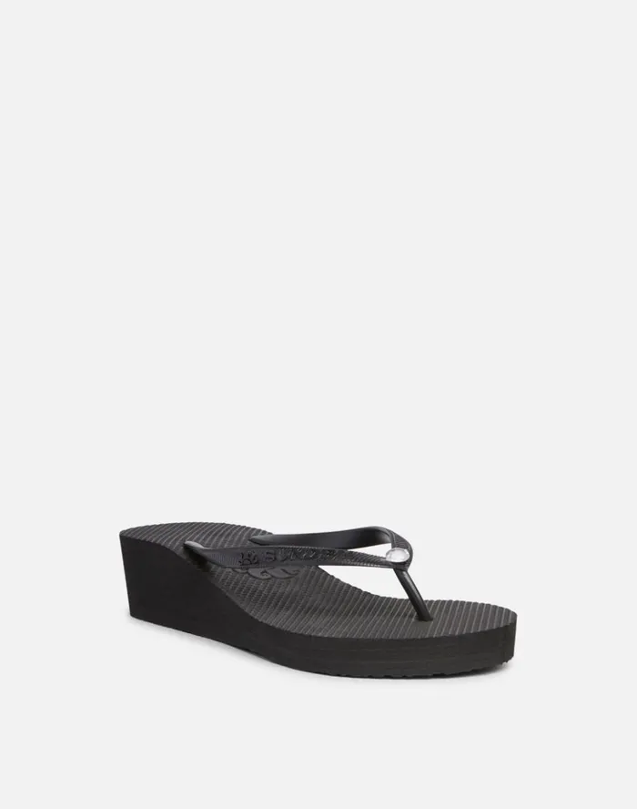 Sundek Toluca Wedge Flip Flop Black Woman Sandals And Flipflops