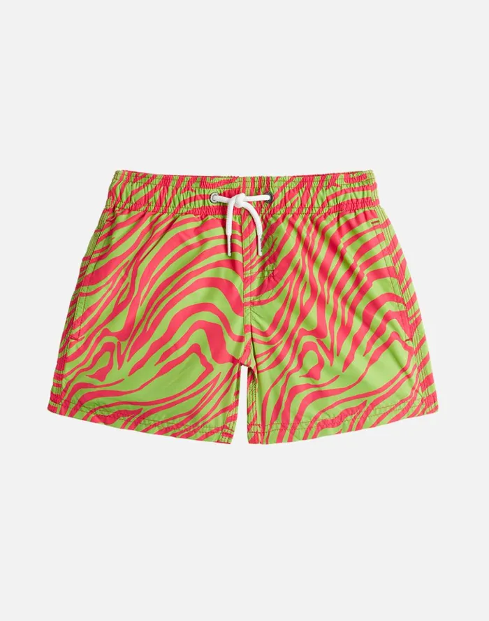 Sundek Zebra Print Baby Swimsuit Fluo Green Boy Prints