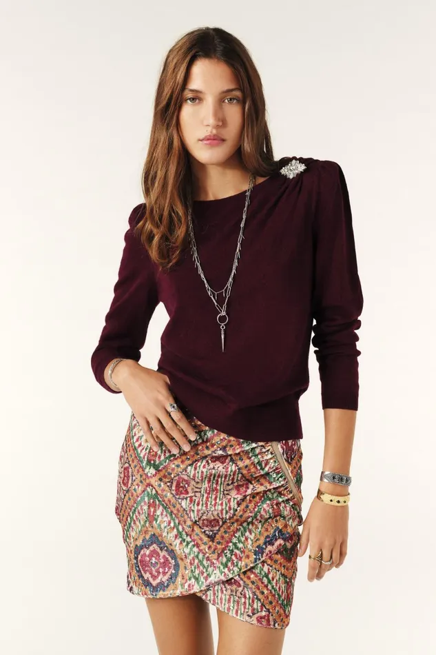 Sweater With Brooch Briana Black Women Baandsh Sweaters and Cardigans