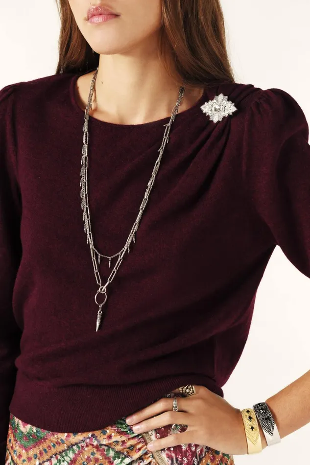 Sweater With Brooch Briana Black Women Baandsh Sweaters and Cardigans