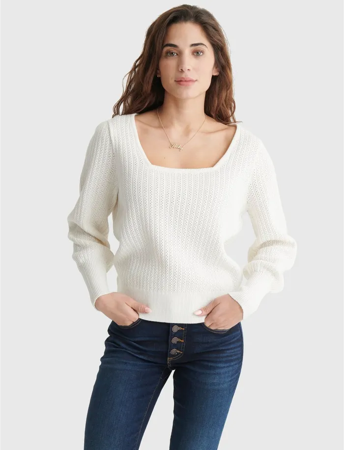 Sweaters and Sweatshirts Soft Spoken Square Neck Pullover Marshmallow 8211 Lucky Brand Women