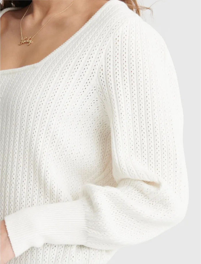 Sweaters and Sweatshirts Soft Spoken Square Neck Pullover Marshmallow 8211 Lucky Brand Women