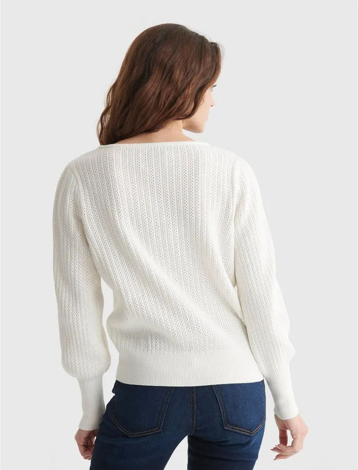 Sweaters and Sweatshirts Soft Spoken Square Neck Pullover Marshmallow 8211 Lucky Brand Women