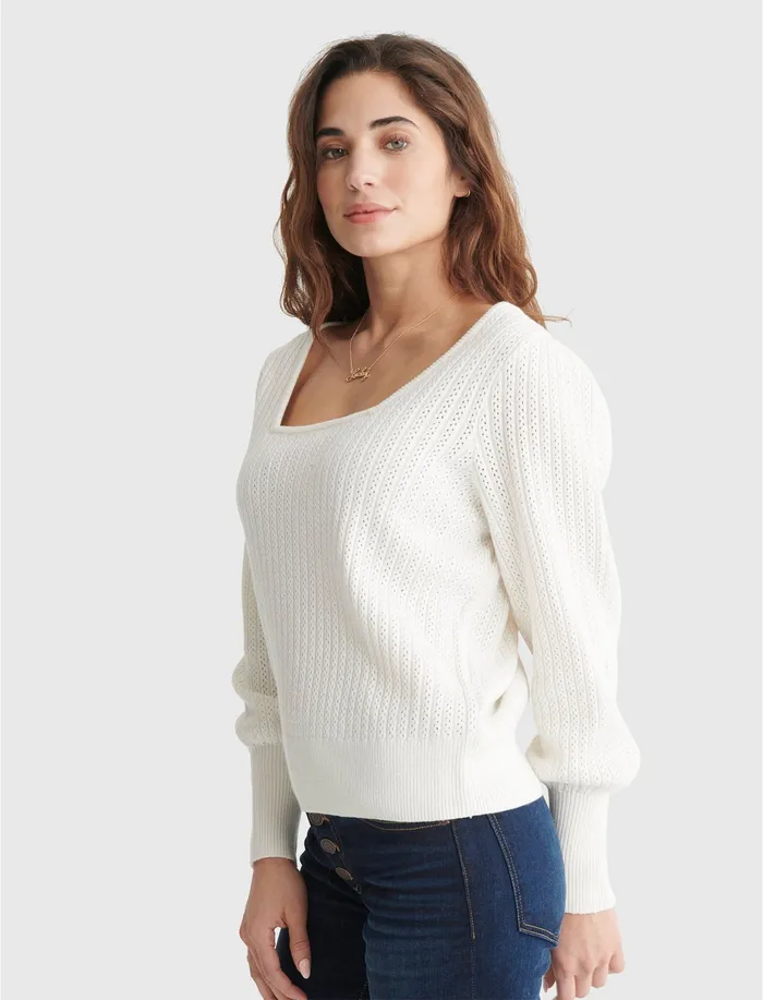 Sweaters and Sweatshirts Soft Spoken Square Neck Pullover Marshmallow 8211 Lucky Brand Women