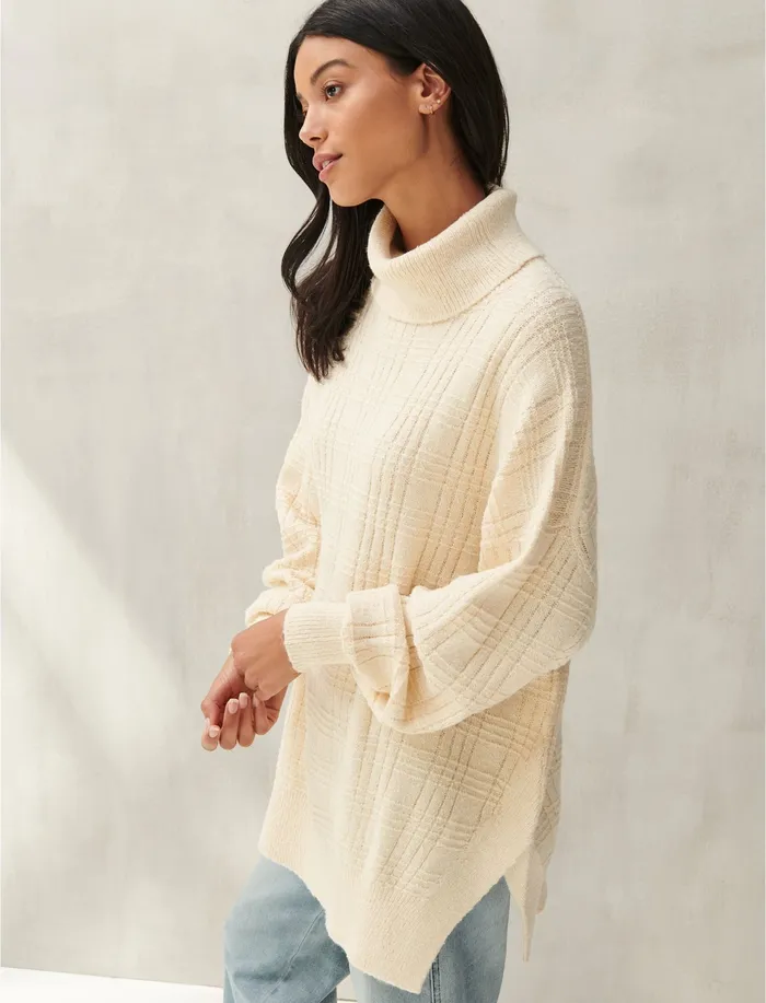 Sweaters and Sweatshirts Textured Stitch Turtleneck English Cream 8211 Lucky Brand Women