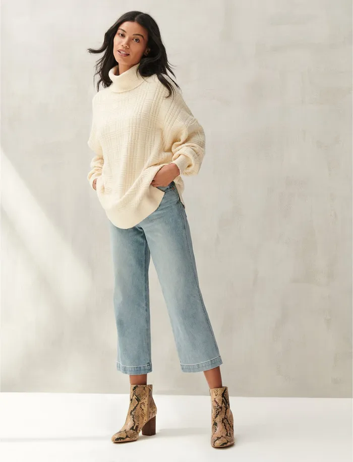 Sweaters and Sweatshirts Textured Stitch Turtleneck English Cream 8211 Lucky Brand Women