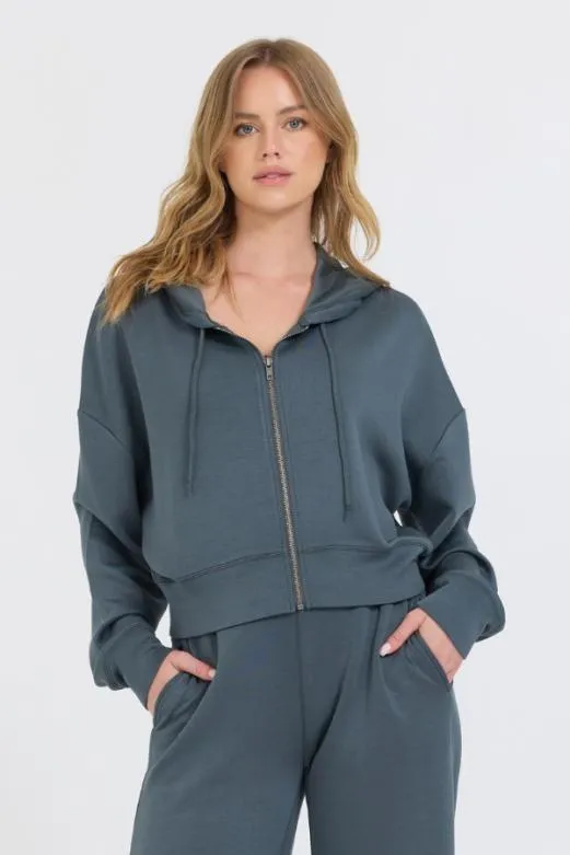 Sweatshirts Women Vintage Havana Mountain Grey Cloud Fleece Hoodie Grey