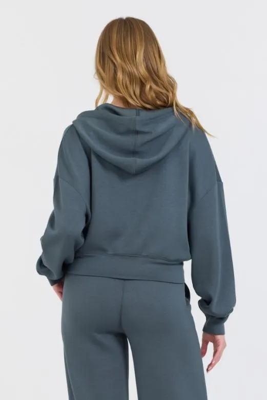 Sweatshirts Women Vintage Havana Mountain Grey Cloud Fleece Hoodie Grey