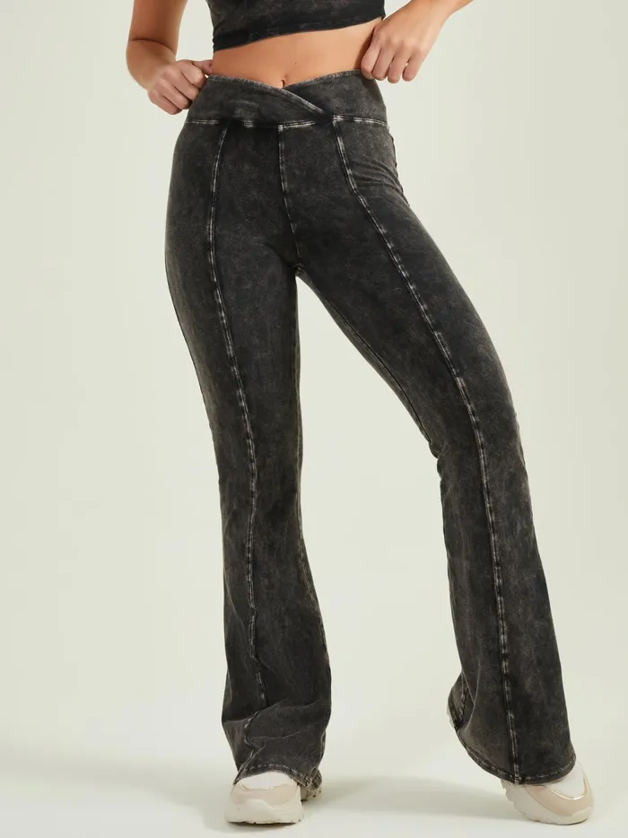 Switch Up Crossover Flare Pants Washedblack Women Altar039d State Activewear