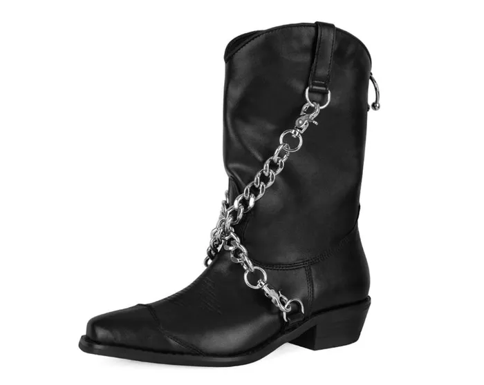 TUK Shoes Boots Black Chain Western Boot 8211 Women