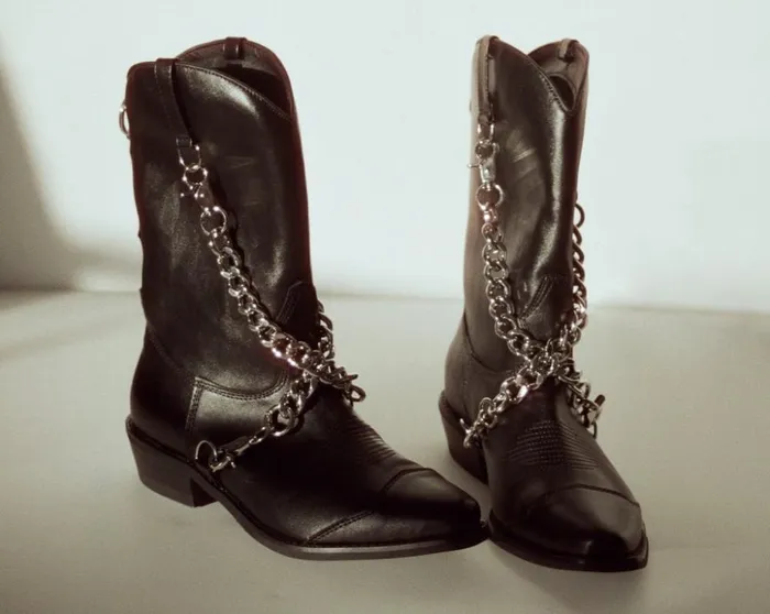 TUK Shoes Boots Black Chain Western Boot 8211 Women