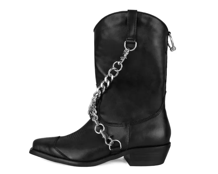 TUK Shoes Boots Black Chain Western Boot 8211 Women