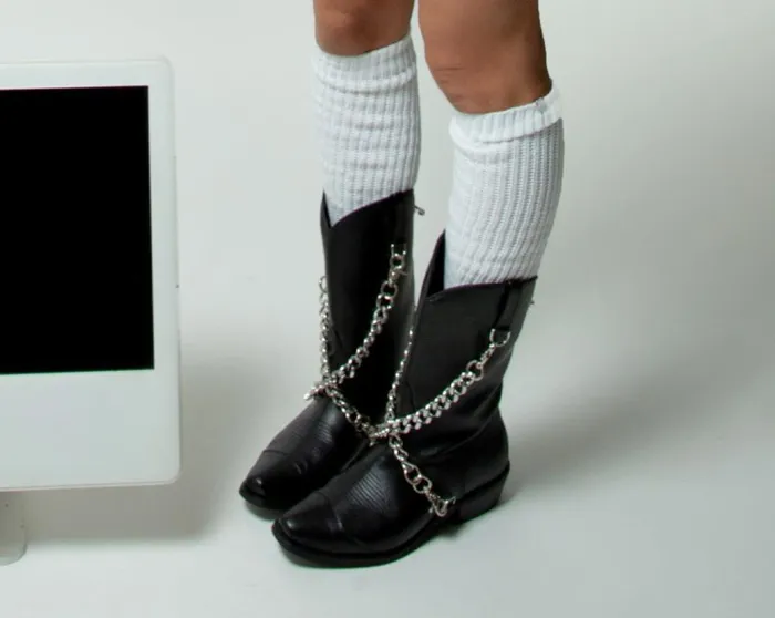 TUK Shoes Boots Black Chain Western Boot 8211 Women