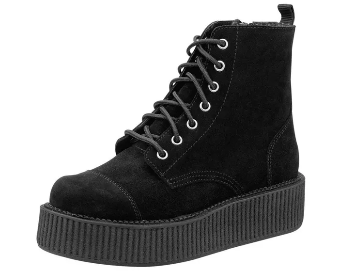 TUK Shoes Boots Black Suede Combat Creeper Boots 8211 TUK Shoes 8211 Women