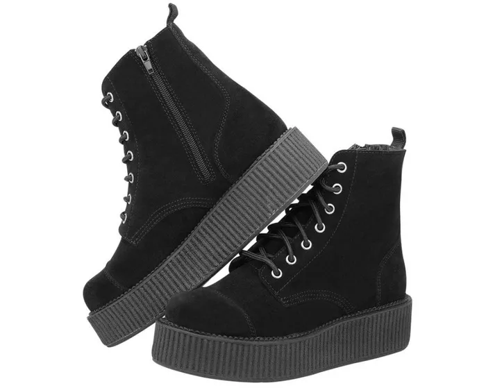 TUK Shoes Boots Black Suede Combat Creeper Boots 8211 TUK Shoes 8211 Women
