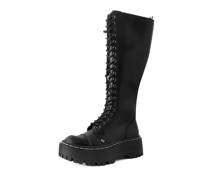 TUK Shoes Boots Black TUKskin Kneehigh Double Decker Boot 8211 Women