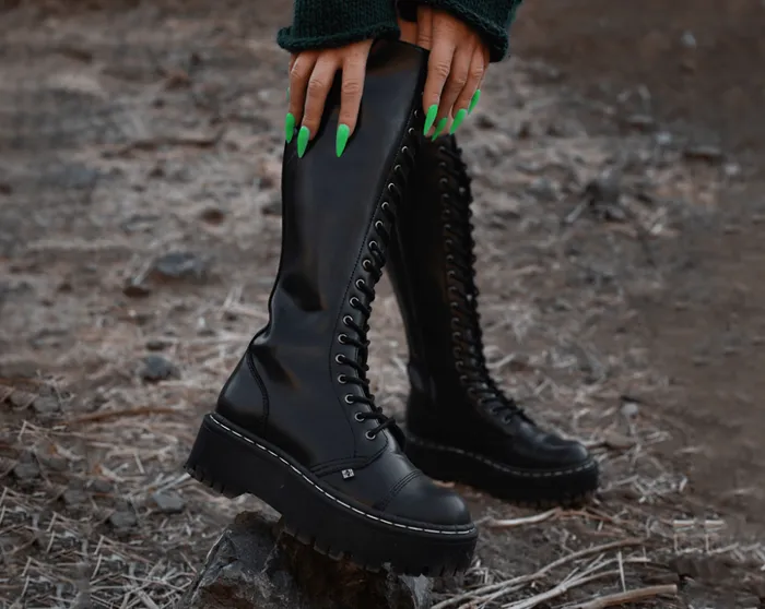 TUK Shoes Boots Black TUKskin Kneehigh Double Decker Boot 8211 Women TUK Shoes Boots Black TUKskin Kneehigh Double Decker Boot 8211 Women