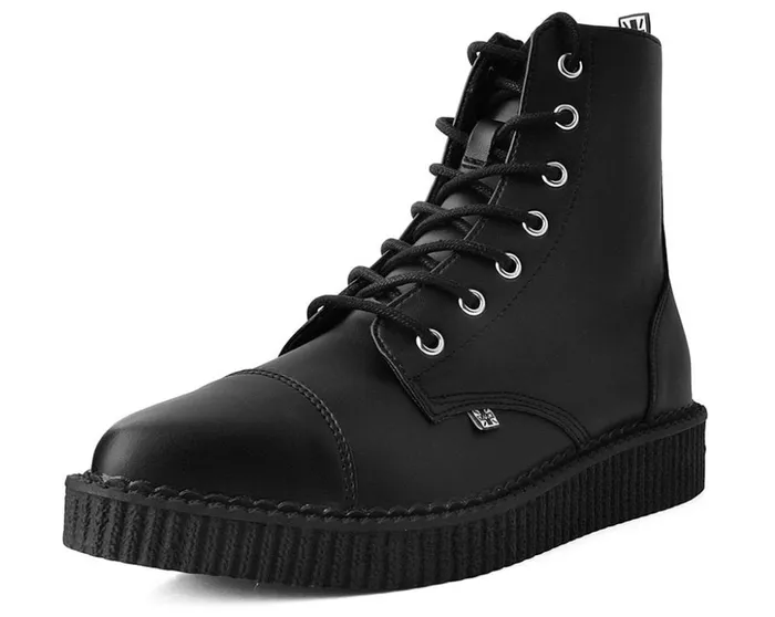 TUK Shoes Boots Black TUKskin Vegan Pointed Lace Up Creeper Boots 8211 Women
