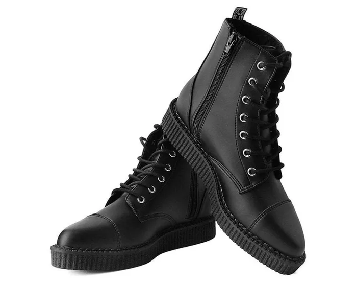 TUK Shoes Boots Black TUKskin Vegan Pointed Lace Up Creeper Boots 8211 Women TUK Shoes Boots Black TUKskin Vegan Pointed Lace Up Creeper Boots 8211 Women