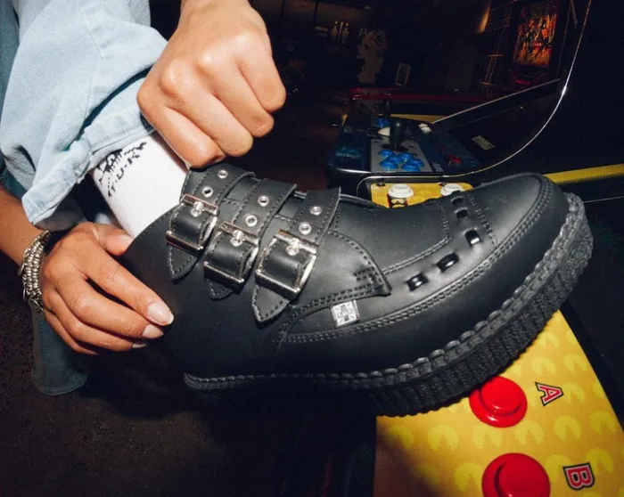 TUK Shoes Boots Black Vegan TUKskin 3Buckle Strap Pointed Toe Creeper Boots 8211 Men TUK Shoes Boots Black Vegan TUKskin 3Buckle Strap Pointed Toe Creeper Boots 8211 Men