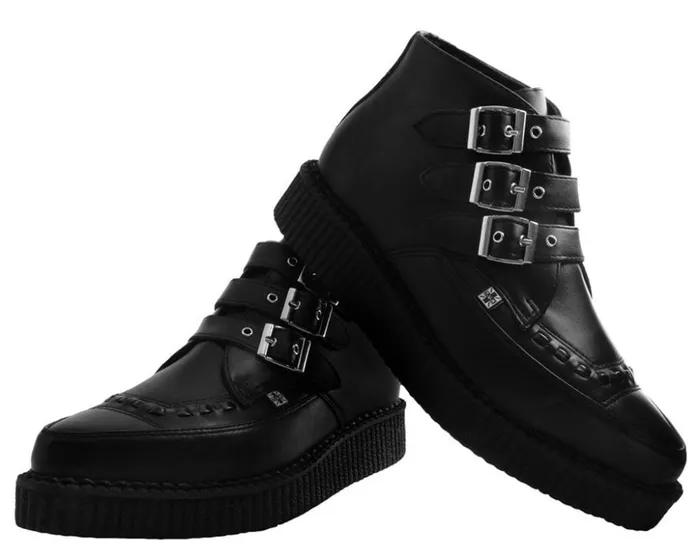 TUK Shoes Boots Black Vegan TUKskin 3Buckle Strap Pointed Toe Creeper Boots 8211 Men TUK Shoes Boots Black Vegan TUKskin 3Buckle Strap Pointed Toe Creeper Boots 8211 Men