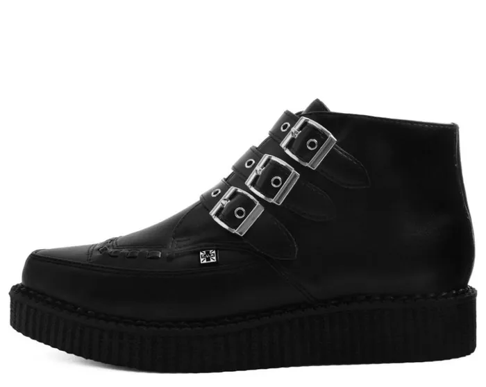 TUK Shoes Boots Black Vegan TUKskin 3Buckle Strap Pointed Toe Creeper Boots 8211 Men TUK Shoes Boots Black Vegan TUKskin 3Buckle Strap Pointed Toe Creeper Boots 8211 Men