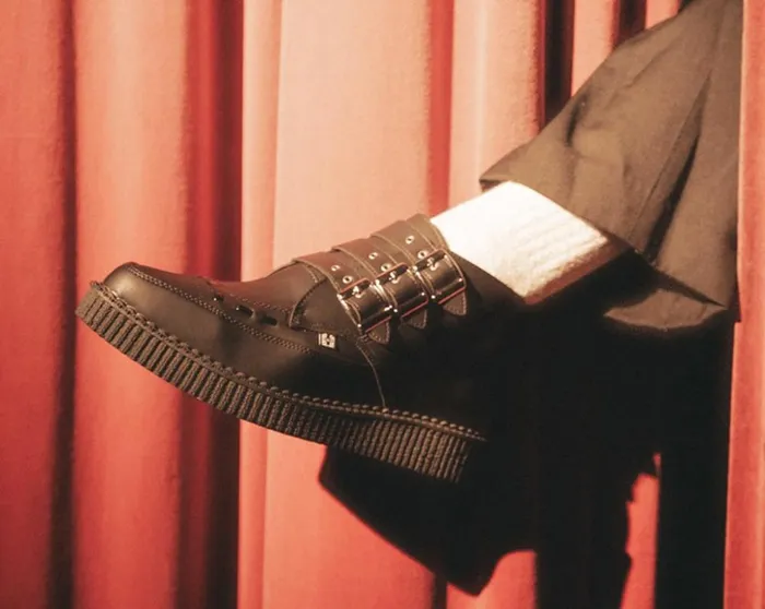 TUK Shoes Boots Black Vegan TUKskin 3Buckle Strap Pointed Toe Creeper Boots 8211 Men TUK Shoes Boots Black Vegan TUKskin 3Buckle Strap Pointed Toe Creeper Boots 8211 Men