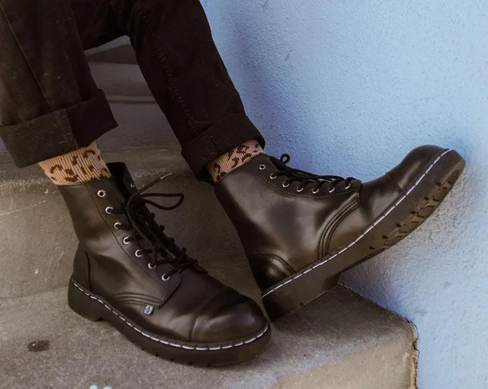 TUK Shoes Boots Black Waxy 7Eye Capped Toe Boot 8211 Men TUK Shoes Boots Black Waxy 7Eye Capped Toe Boot 8211 Men