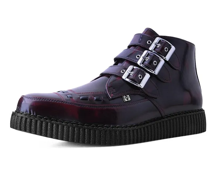 TUK Shoes Boots Burgundy RubOff 3Buckle Pointed Creeper Boot 8211 Men