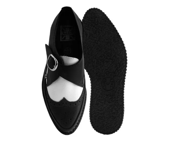 TUK Shoes Dress Shoes Black and White Vegan TUKskin Wing Buckle Pointed Creeper 8211 Men TUK Shoes Dress Shoes Black and White Vegan TUKskin Wing Buckle Pointed Creeper 8211 Men