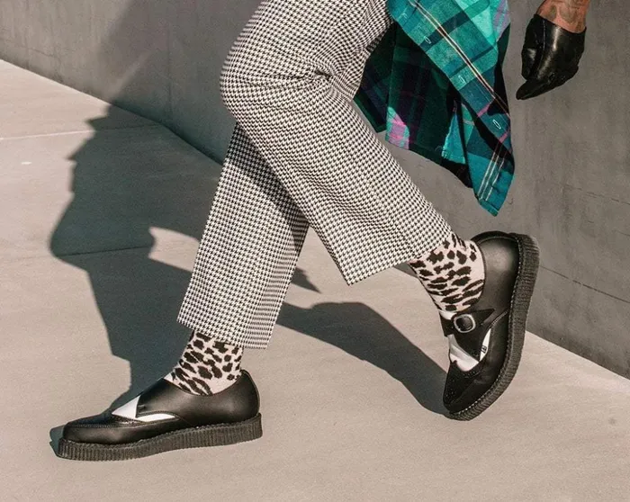 TUK Shoes Dress Shoes Black and White Vegan TUKskin Wing Buckle Pointed Creeper 8211 Men TUK Shoes Dress Shoes Black and White Vegan TUKskin Wing Buckle Pointed Creeper 8211 Men