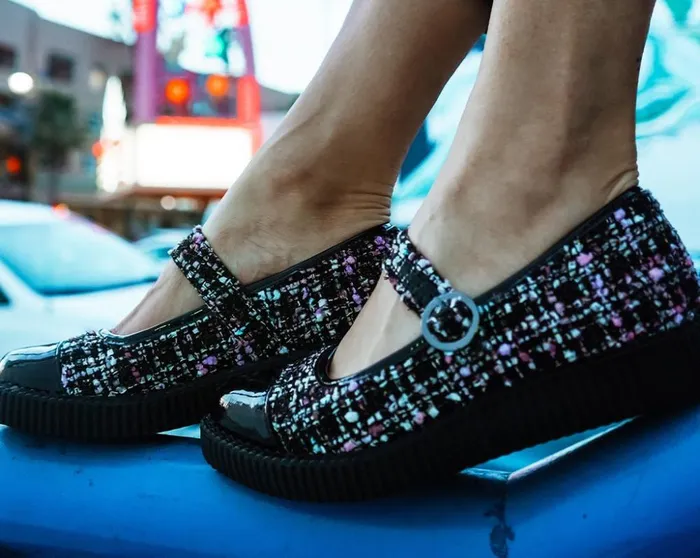 TUK Shoes Mary Janes Black Tweed Pointed Mary Jane 8211 Women TUK Shoes Mary Janes Black Tweed Pointed Mary Jane 8211 Women